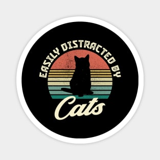 Cats Distraction Funny Saying Retro Cat Magnet